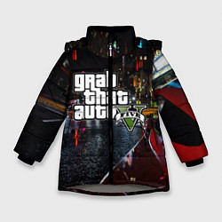 Куртка зимняя для девочки Grand Theft Auto V, цвет: 3D-светло-серый