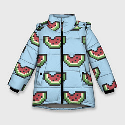 Куртка зимняя для девочки Пиксельный арбуз, цвет: 3D-светло-серый