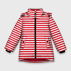 Куртка зимняя для девочки Тельняшка Внутренних Войск, цвет: 3D-красный