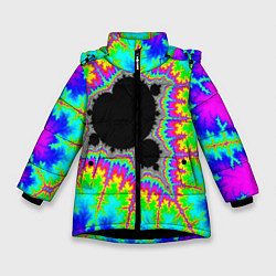 Куртка зимняя для девочки Фрактальная кислотная черная дыра - множество Манд, цвет: 3D-черный