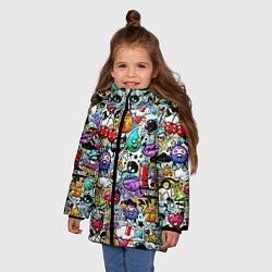 Куртка зимняя для девочки Stickerboom, цвет: 3D-черный — фото 2