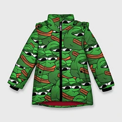 Куртка зимняя для девочки Pepe The Frog, цвет: 3D-красный