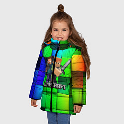 Куртка зимняя для девочки MINECRAFT, цвет: 3D-светло-серый — фото 2