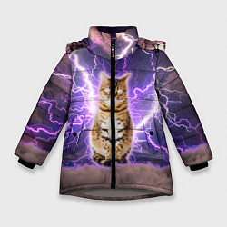 Куртка зимняя для девочки Котушка Теслы, цвет: 3D-светло-серый