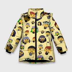 Куртка зимняя для девочки Thinking emoji skins, цвет: 3D-черный