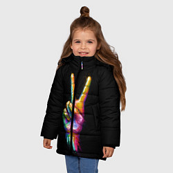 Куртка зимняя для девочки V, цвет: 3D-светло-серый — фото 2