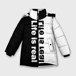 Куртка зимняя для девочки Life is Real, цвет: 3D-черный
