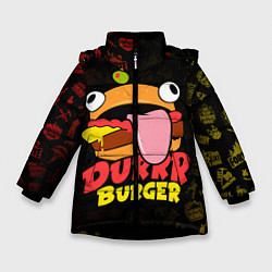 Куртка зимняя для девочки Fortnite Durrr Burger, цвет: 3D-черный