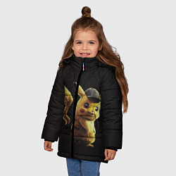 Куртка зимняя для девочки Детектив Пикачу, цвет: 3D-красный — фото 2