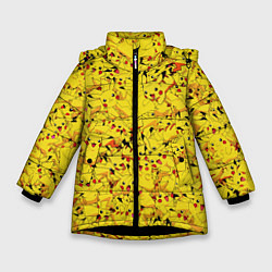 Куртка зимняя для девочки Пикачу, цвет: 3D-черный