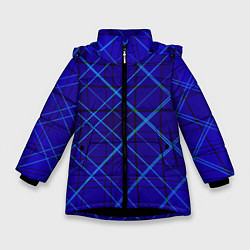 Куртка зимняя для девочки Сине-черная геометрия 3D, цвет: 3D-черный