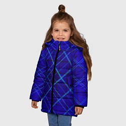 Куртка зимняя для девочки Сине-черная геометрия 3D, цвет: 3D-светло-серый — фото 2