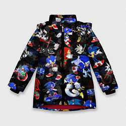 Куртка зимняя для девочки Sonic паттерн, цвет: 3D-красный