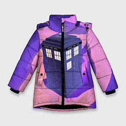 Куртка зимняя для девочки ТАРДИС, цвет: 3D-черный