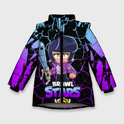 Куртка зимняя для девочки Brawl stars leon bibi, цвет: 3D-светло-серый