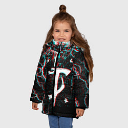 Куртка зимняя для девочки DOOM ETERNAL GLITCH, цвет: 3D-черный — фото 2