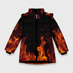 Куртка зимняя для девочки ОГОНЬ, цвет: 3D-черный