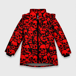 Куртка зимняя для девочки ЧЕРЕПА, цвет: 3D-светло-серый