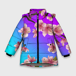 Куртка зимняя для девочки САКУРА ВИШНЯ, цвет: 3D-светло-серый