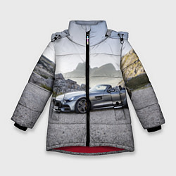 Куртка зимняя для девочки Mercedes V8 Biturbo, цвет: 3D-красный