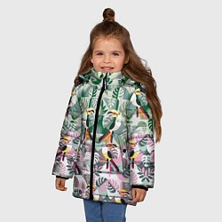 Куртка зимняя для девочки Туканы, цвет: 3D-черный — фото 2