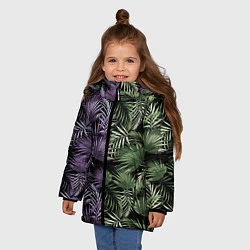 Куртка зимняя для девочки Пальмы, цвет: 3D-черный — фото 2