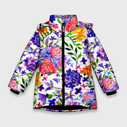 Куртка зимняя для девочки Весенняя пора Акварель, цвет: 3D-черный
