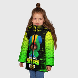 Куртка зимняя для девочки Бравл Старс Леон, цвет: 3D-черный — фото 2