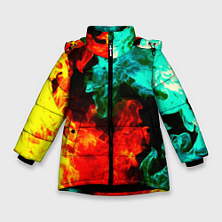 Куртка зимняя для девочки БИТВА ОГНЕЙ, цвет: 3D-черный