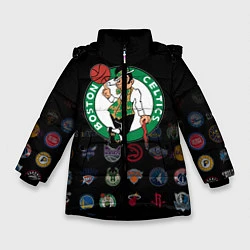 Куртка зимняя для девочки Boston Celtics 1, цвет: 3D-черный
