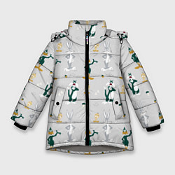 Куртка зимняя для девочки Looney Tunes pattern, цвет: 3D-светло-серый