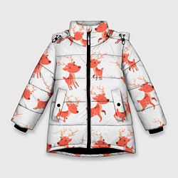 Куртка зимняя для девочки Милый олень, цвет: 3D-черный
