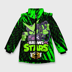 Куртка зимняя для девочки Brawl stars virus 8-bit, цвет: 3D-черный