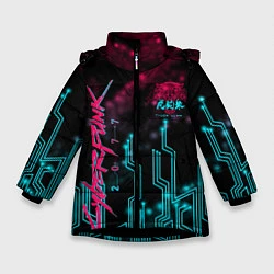 Куртка зимняя для девочки CYBERPUNK, цвет: 3D-черный