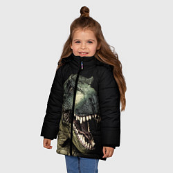Куртка зимняя для девочки Динозавр T-Rex, цвет: 3D-черный — фото 2