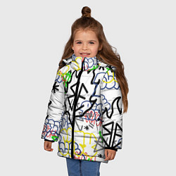 Куртка зимняя для девочки BILLIE EILISH GRAFFITI, цвет: 3D-светло-серый — фото 2