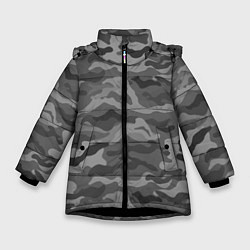 Куртка зимняя для девочки КАМУФЛЯЖ GREY, цвет: 3D-черный