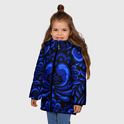 Куртка зимняя для девочки Гжель узоры, цвет: 3D-красный — фото 2