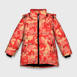 Куртка зимняя для девочки Оранжевый камуфляж, цвет: 3D-черный