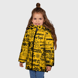 Куртка зимняя для девочки ЛОГОТИПЫ РОК ГРУПП, цвет: 3D-черный — фото 2