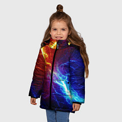 Куртка зимняя для девочки ОГОНЬ ГЛИТЧ, цвет: 3D-черный — фото 2