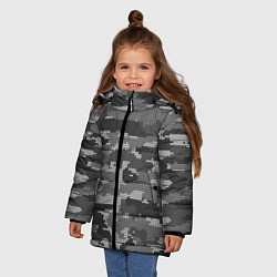 Куртка зимняя для девочки ВЯЗАНЫЙ КАМУФЛЯЖ, цвет: 3D-черный — фото 2