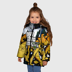Куртка зимняя для девочки GTA5, цвет: 3D-светло-серый — фото 2
