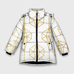 Куртка зимняя для девочки Геометрический орнамент золото, цвет: 3D-черный