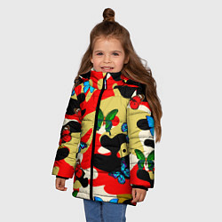 Куртка зимняя для девочки Камуфляжные бабочки, цвет: 3D-черный — фото 2