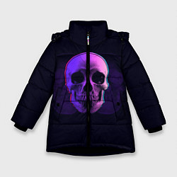 Куртка зимняя для девочки 3D Череп, цвет: 3D-черный