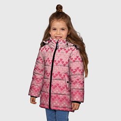 Куртка зимняя для девочки Узор милые сердца зигзагами, цвет: 3D-черный — фото 2