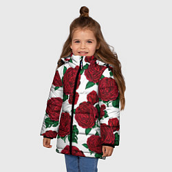 Куртка зимняя для девочки Винтажные розы, цвет: 3D-черный — фото 2