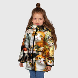 Куртка зимняя для девочки КОТЫ, цвет: 3D-черный — фото 2