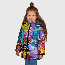 Куртка зимняя для девочки КОТЯТА ЖИВОПИСЬ, цвет: 3D-черный — фото 2